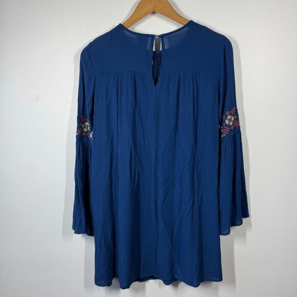 Blue Rain Dress Women Size XS NWT Blue Floral Embroidery Boho Spring Western - Picture 2 of 10